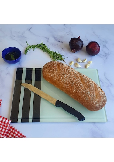 Kanallı  - Cam Kesme Tablası | Black Rock Şeritli | 25cm x 35cm