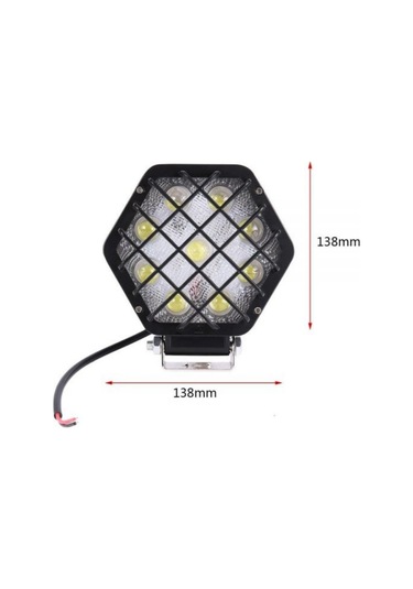 48w Altıgen Kafesli Siyah 16 LED Off Road Tekne Çalışma Lambası