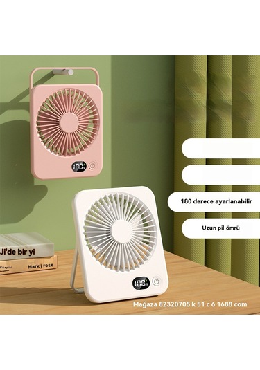 Kullanışlı, Şarj Edilebilir, Katlanır Masaüstü Fan-kahverengi