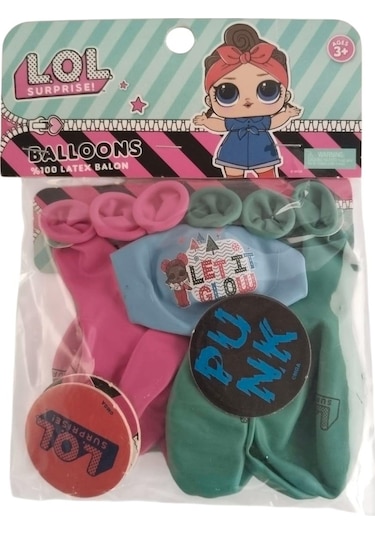 Lol Bebek Baskılı Balon 7 Adet 3 Adet Taso Hediyeli Set Karışık Renkli