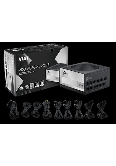 Msı Psu Pro A850pl Pcıe5 850w 80+ Platınıum Atx 3.1 Pcıe 5.1 Power Supply