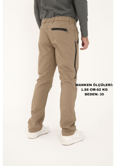 Camp Scoutland Camp595 Outdoor Tactical Softshell Su Ve Rüzgara Dayanıklı İçi Polarlı Kışlık Erkek Taktik Pantolon Bej Bej