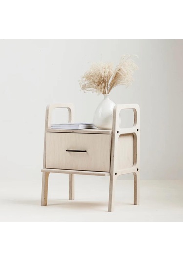 Woodesk Gece, Ahşap, Çekmeceli Komodin, 50x65 Natural Renk