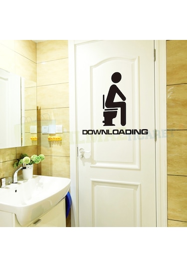 Yılmazetic Downloading Wc Klozet Yapıştırma Banyo Sticker 40 x 35 CM