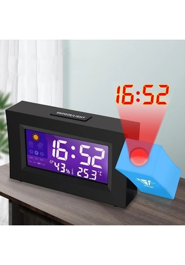 Techtic Projeksiyonlu Masa Saati Derece Nem Tarih Göstergeli