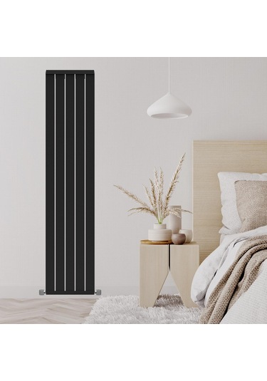 1800x392mm Armoni Dikey Alüminyum Radyatör Silk Patern Black Pütürlü Siyah