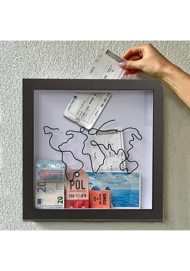 Geekyou Seyahat Anıları Kutusu: 8x8 İnç Biletli Harita Gösterici, Macera Hatıraları Sergi Sandığı Ve Koleksiyon Kutusu