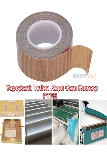 Teflon Bant 25mmx10mt Yapışkanlı Teflon Kaplı Cam Kumaşı Ptfe