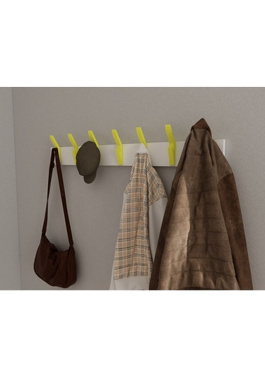 Hepsi3boyutlu Modern Duvar & Kapı Kanca Askılık - 7 Adet Sarı Kanca Askılık - Model No : 3 Sarı