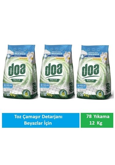 Doa Matik Toz Deterjan Beyazlar 3 X 4 Kg