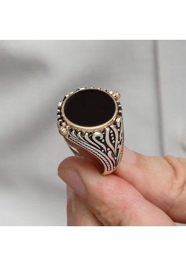 Çift Tarafli Mührü Süleyman İşleme 925 Gümüş Erkek Yüzük