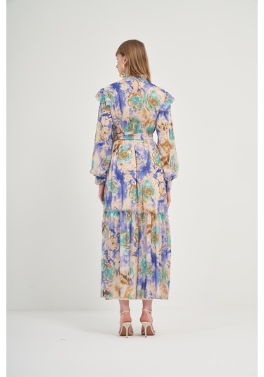 Ftz İpek Şifon Elbise Mor 31038 Mor