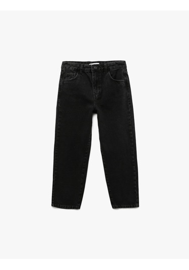 Koton Cep Detaylı Rahat Kesim Pamuklu Denim Pantolon Siyah 6wkb40014td