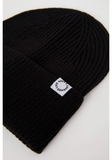 Defacto Kadın Dokuma Etiketli Triko Bere A6327AX24WNBK27 Siyah