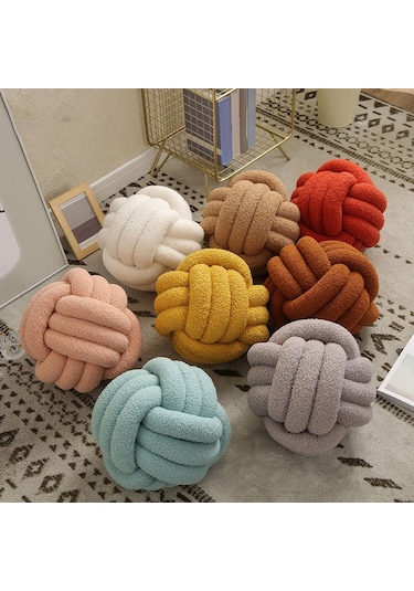 Suntek Peluş Düğüm Topu Yastık Çapı 22cm Kanepe Kanepe
