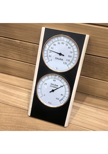 Honeybeeshop Siyah Çift Ölçekli Paslanmaz Çelik Higrometre Termometre Sauna Spa Aksesuarı Entegre Panel