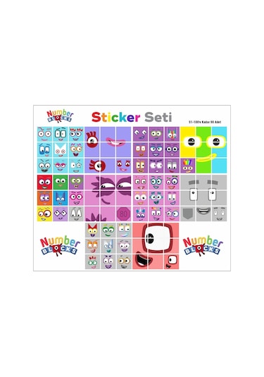 Number Blocks Matematik Eğitici Birim Küp Snapcubes /51-100 Mega Paket Sticker 90 Pcs