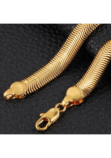 Ehediye Chavin 7 Mm. Snake Yılan Örme Kadın Zincir Kolye Bileklik Eg94 Altın