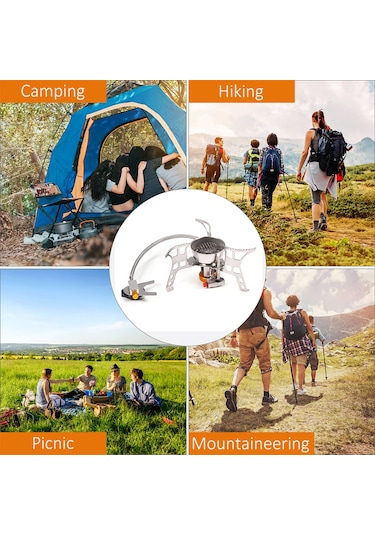 Maiyame Lixada Taşra Çalışır Çelik Kompakt Kamp Ocağı - Uzun Gaz Tankı Bağlantısı Ve Honeycomb Isıtıcı Kafa Çok Renkli