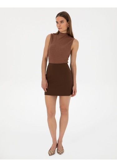 Pierre Cardin Kadın Koyu Kahverengi Etek Dokuma 50318251-vr084 Koyu Kahverengi