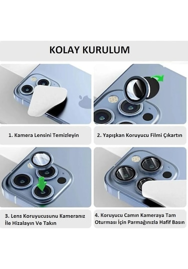 Apple Uyumlu iPhone 13 Pro-13 Pro Max Silver Lens Koruyucu Cam Silver