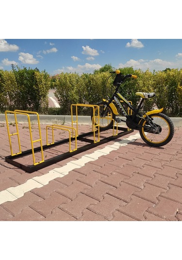 Bisiklet Park Alanı Apartman Bisiklet Park Yeri Metal 5'li Sarı - Siyah