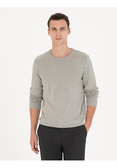 Pierre Cardin Erkek Açık Gri Melanj Kazak /triko 50270179-vr091 Açık Gri Melanj