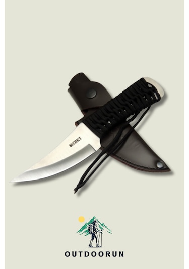 Metal Örme İpli Kamp Bıçak - 22,5 Cm siyah