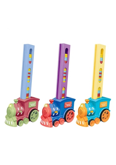 Domino Taşı Dizen Tren Pilli Sesli Işıklı Hareketli 60 Parça Eğitici Tren Oyunu