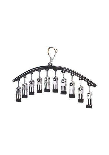 Paslanmaz Çelik Çamaşır Kurutma Askısı Rüzgar Geçirmez Kancalı Giysi Askısı Güçlü Yük Taşıyıcı Kaymaz İç Çamaşırı Askısı Çorap Askısı Siyah