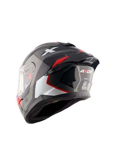 Axor Saber Spark Dull Ece 22.06 Kapalı Kask Beyaz - Kırmızı - Siyah