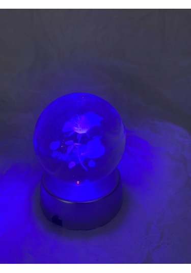 3d Led Işık Cam Küre Çiçek I Love You Pilli