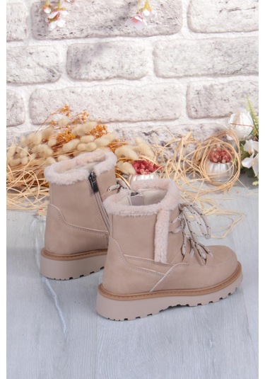 Fort Cool Lina Anatomik Sıcak Astar Kaymaz Taban Kız Çocuk Bot Bej