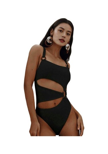 Kadın Monokini Dolgulu Balenli Düz Renk Kare Yaka Tek Parça Bikini İçi Boş Tasarımlı Plaj Tatil Mayosu Siyah Kadın Monokini Dolgulu Balenli Düz Renk Kare Yaka Tek Parça Bikini İçi Boş Tasarımlı Plaj Tatil Mayosu Siyah