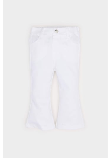 DeFacto Kız Bebek Flare Fit İspanyol Paça Gabardin Pantolon E1798A525SMWT34 Beyaz