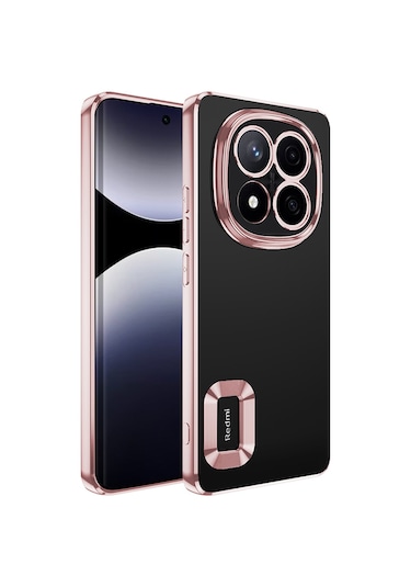 Noktaks - Xiaomi Uyumlu Xiaomi Redmi Note 14 Pro 4g - Kılıf Kamera Korumalı Logo Gösteren Koruyucu Omega Kapak - Rose Gold T37166 Rose Gold