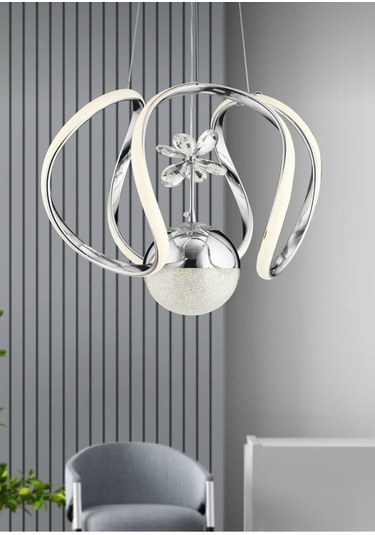 Luxora Model Krom Kaplama 3 Renk Metal Salon Mutfak Oturma Yatak Odası Modern Led Sarkıt Avize Krom