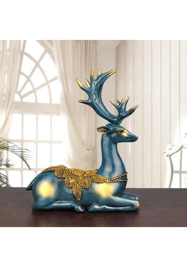 Homyl Yılbaşı Mavisi Için Çift Geyik Süs Reçine Mavi Tarif Edildiği Gibi