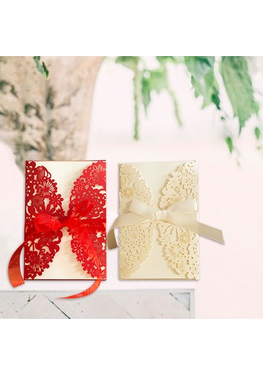 Vkemall Romantik Ve Şık Çiçek Desenli Davet Kartları Seti - Zarif Zarf Ve Özel Tasarım