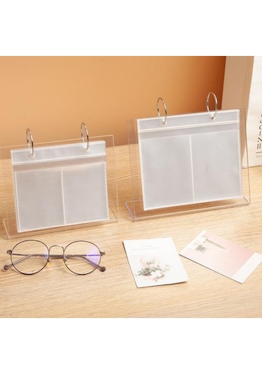 3-6 İnç Masaüstü Küçük Fotoğraf Albümü Akrilik Flip-up Mini Fotoğraf Kitabı Fotoğraf Vitrin Rafı 34/68 Cepler Masa Üstü Resim Ekran Standı S