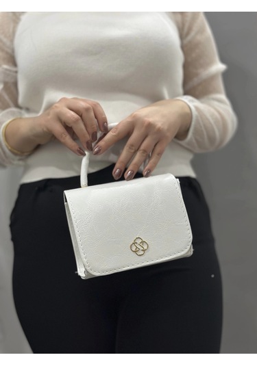 Biçomi Beyaz Cilt Krash Çanta Beyaz