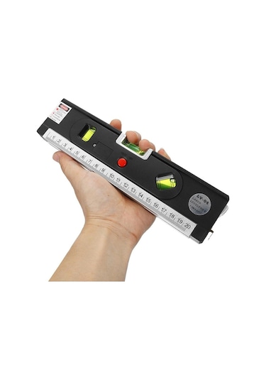 Butuglobal Pro 4 Mezuralı Lazer Seviyesi / Led Işıklı Seviye Kabarcıkları, Lv-04 Siyah