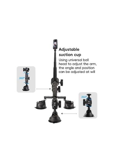 Prestigegoods Tek Ayaklı Araba Vantuz Montajlı Yengeç Kelepçeleri Siyah, Kullanışlı Montaj, Dayanıklı Malzemeler Siyah
