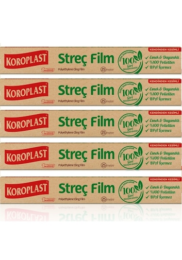 Koroplast Doğal Streç Film 25 Mt X 5 Paket