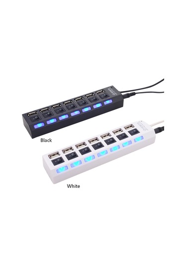 Skycity 7 Port Usb 2.0 Hub Beyaz - Bağımsız Anahtar Ve Gösterge Işığı, 480mbps Hızlı Veri Transferi, Çoklu Cihaz Desteği