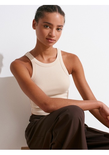 Dilvin 21104 Fitilli Crop Top-taş Taş