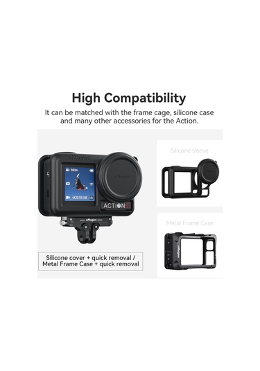 Djı Action 5 Pro / 4/3 Amagisn Metal Manyetik Hızlı Bırakma Dağı Çift Arayüz Adaptörü İçin Siyah
