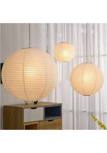 Vkemall Japon Usaklı Kağıt Sanatı Küre Avize - Salon, Restoran, Kafe Dekoru Işıklı Gölgeleyici 40cm Sadece Avize Gölgesi Beyaz