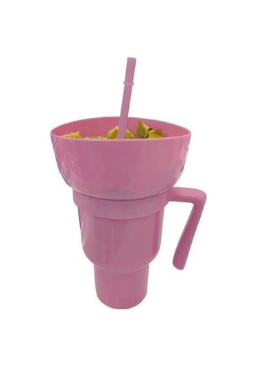 Pembe İçecek Kupası Stadyum Bardak Ve Snack Bowl 2'si 1 Arada Snack İçecek Bardağı