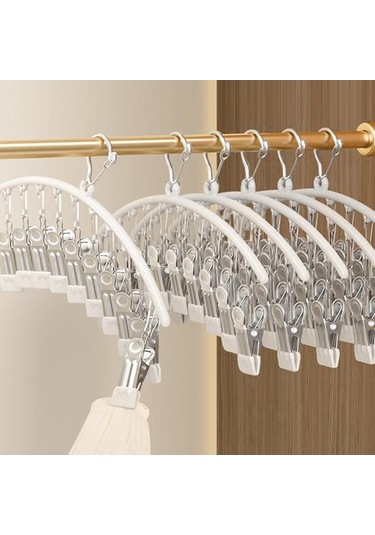 Paslanmaz Çelik Çamaşır Kurutma Askısı Rüzgar Geçirmez Kancalı Giysi Askısı Güçlü Yük Taşıyıcı Kaymaz İç Çamaşırı Askısı Çorap Askısı Siyah